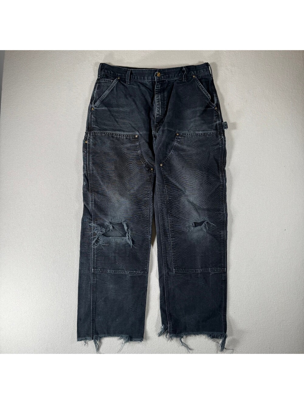 Vintage Faded Distressed Carhartt B01 BLK Work Pants Size 36